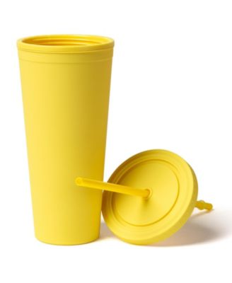 Essential Ginnie Cup with Lid and Straw, 700ML/24OZ Double-Walled, BPA-Free Acrylic Cup, Easy to Clean, Matte Finish, Fits Most Cupholders