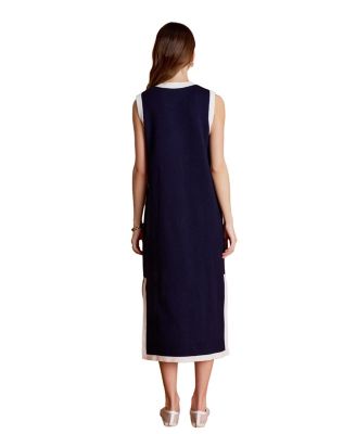 Women's Knit Midi Dress With Ribbon Tie