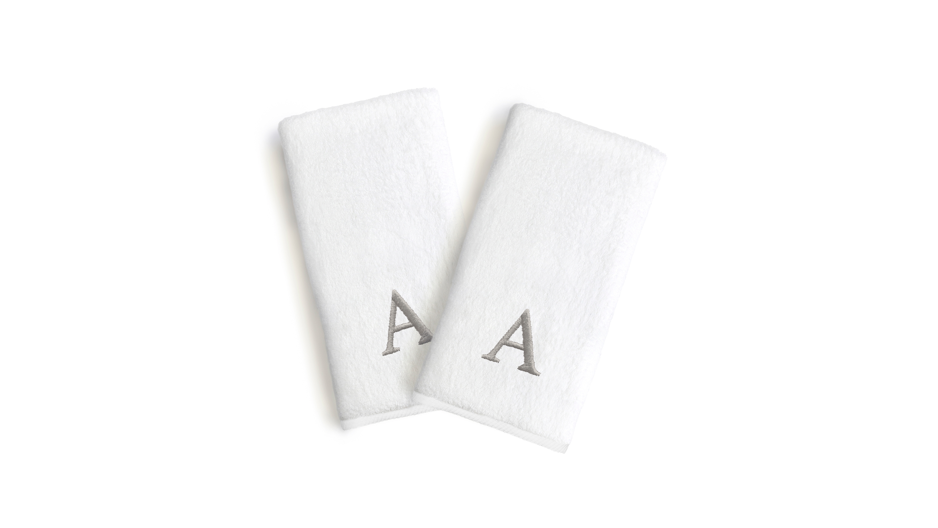Linum Home Font Monogrammed Luxury 100% Turkish Cotton Novelty 2-Pc Hand Towels, 16" x 30" - Gray