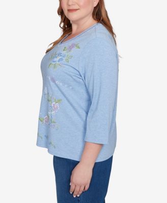 Plus Size Hilton Head Cross Stitched Floral Top