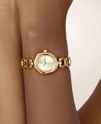 Open Circle Gold Plated Bracelet Watch, 85mm