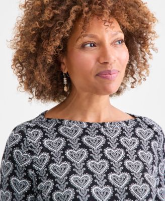 Petite Pima Trailing Hearts Top, Macy's Exclusive