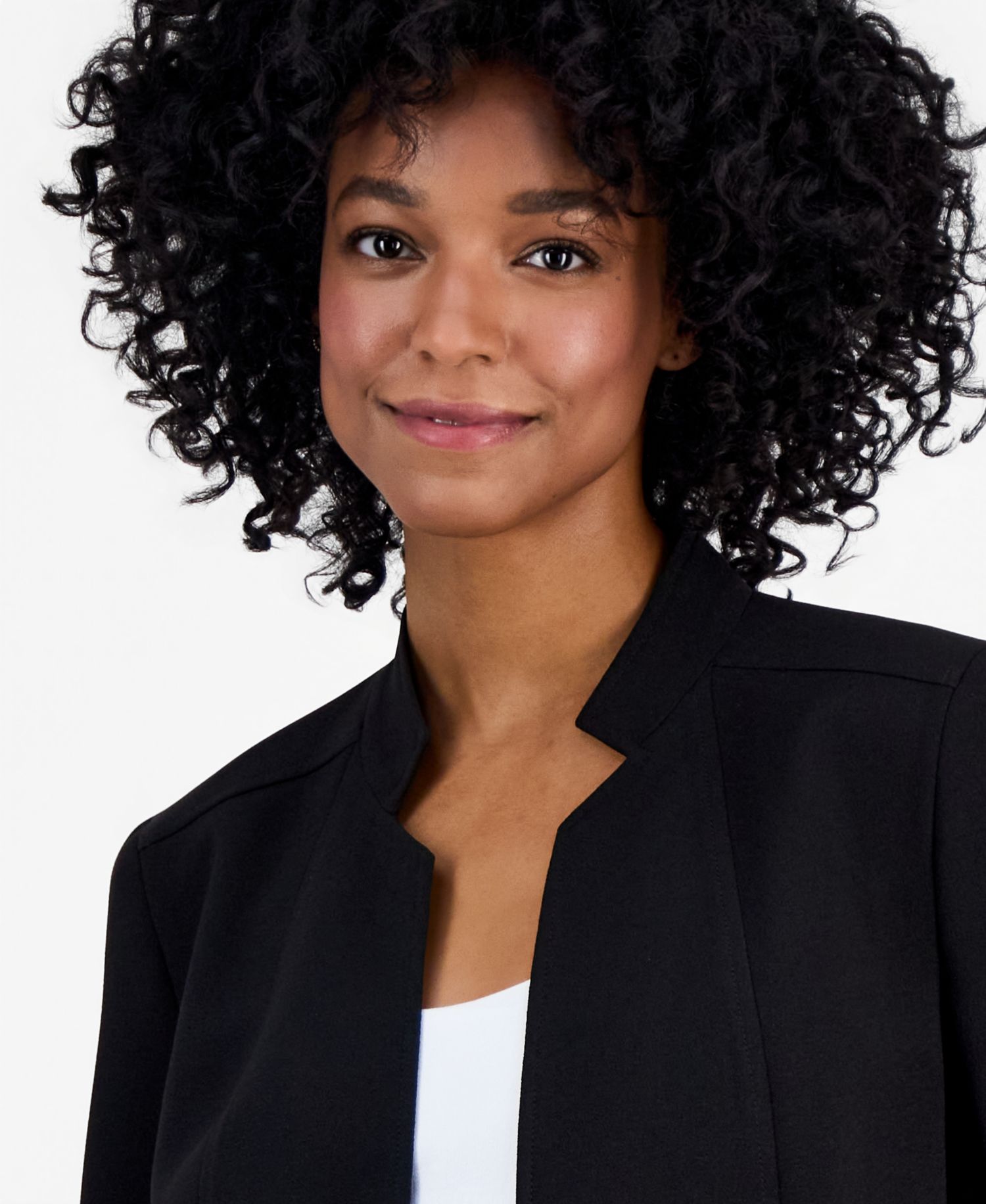 Crepe Star-Collar Open-Front Blazer