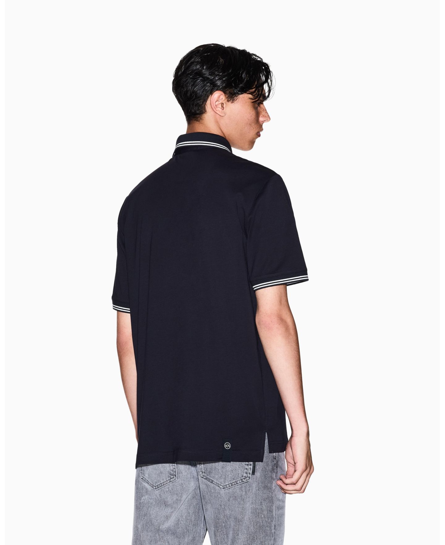 Мужское поло A|X Armani Exchange Jersey Collar Tipping Polo Shirt, цвет: Глубокий тёмно-синий — фото 2