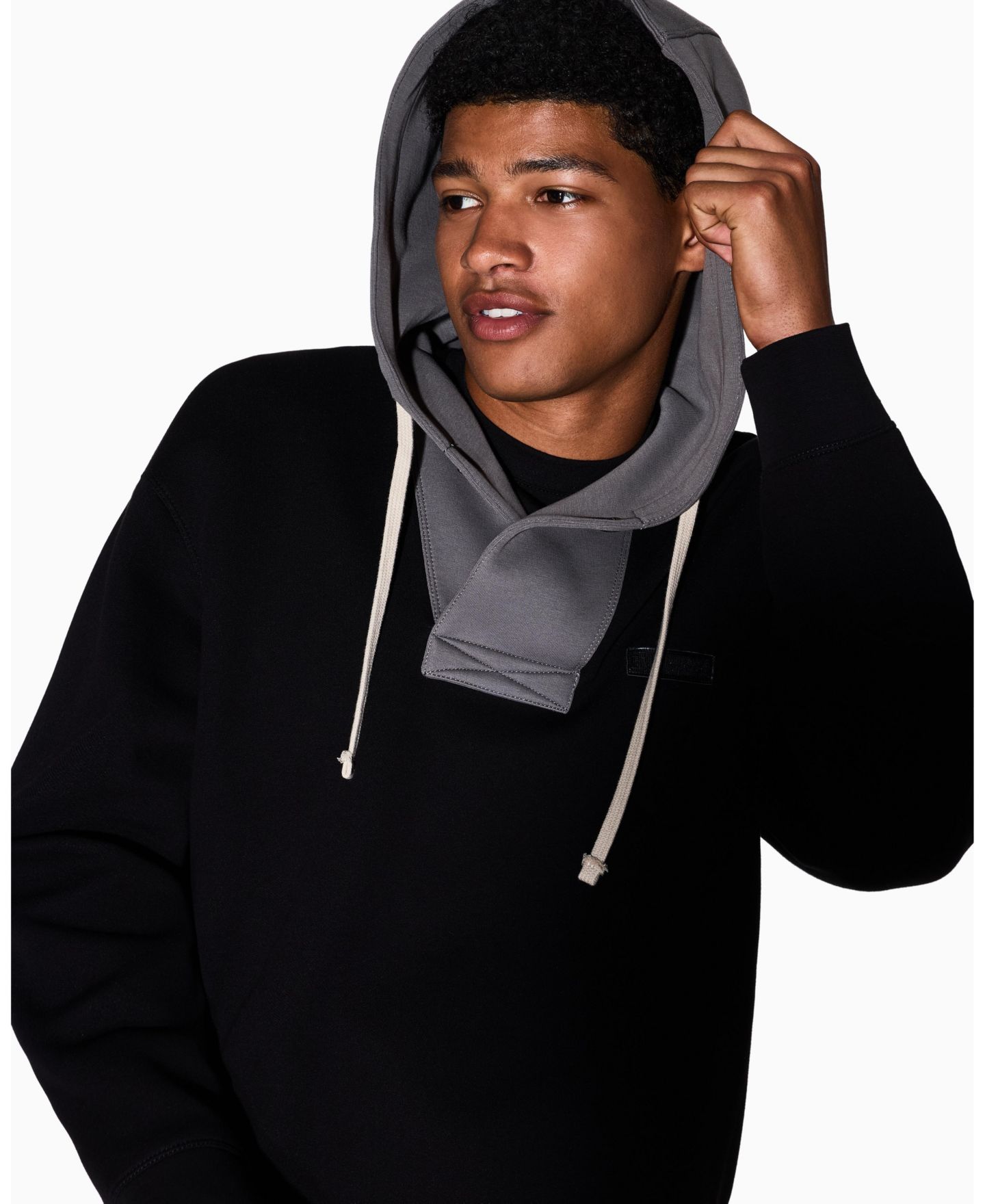 Мужское худи A|X Armani Exchange Cozy Lab Color Block Pique, цвет: Чёрный — фото 2