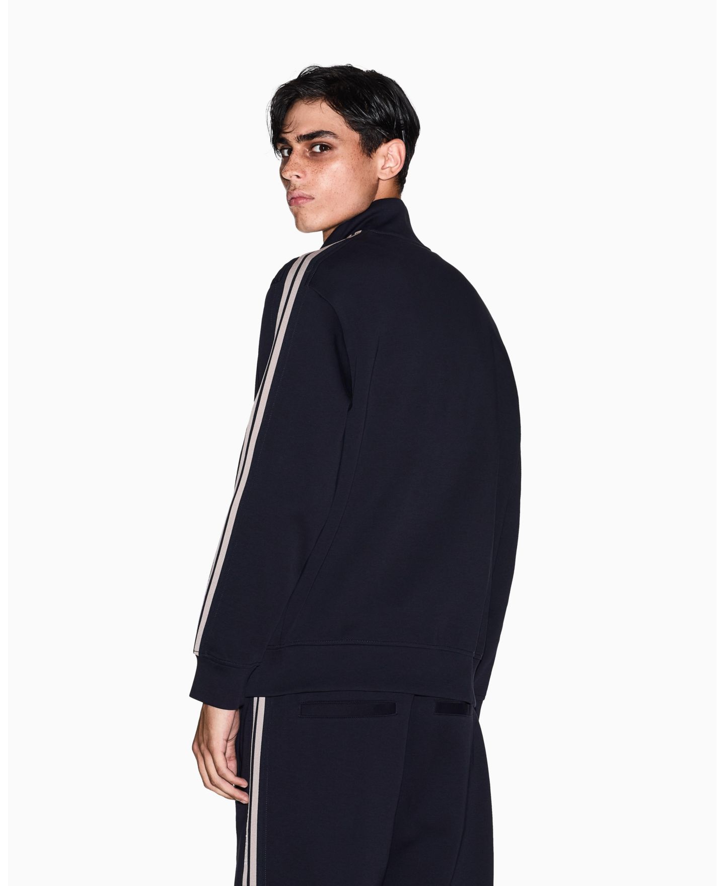 Мужская толстовка A|X Armani Exchange Tape Full Zip, цвет: Глубокий тёмно-синий — фото 3