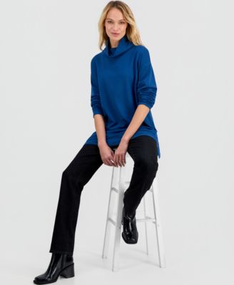 Women's Drapey Funnel-Neck Relaxed Tunic