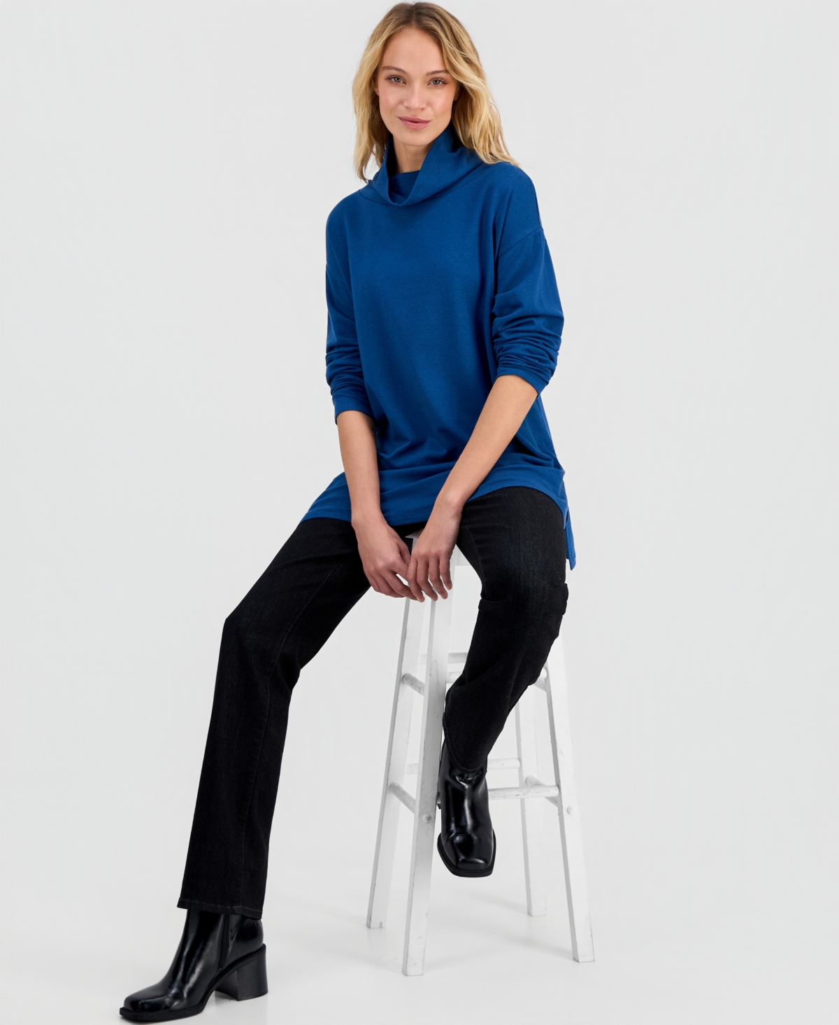 Eileen Fisher Women's Drapey Funnel-Neck Relaxed Tunic