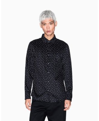 Men's Allover Letter Logo Satin Woven Shirt