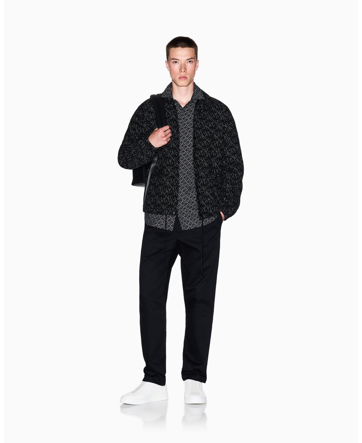 Мужская рубашка A|X Armani Exchange Long Sleeve Poplin Allover Logo Woven, цвет: Чёрный — фото 23