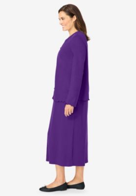 Plus Size Lettuce Trim Knit Jacket Dress