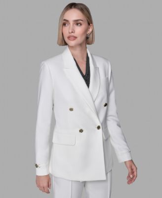 Women's V-Neck 1-Button Front Double Breasted Blazer