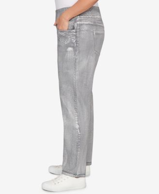 Plus Size Metallic Painted Pull On Jeans