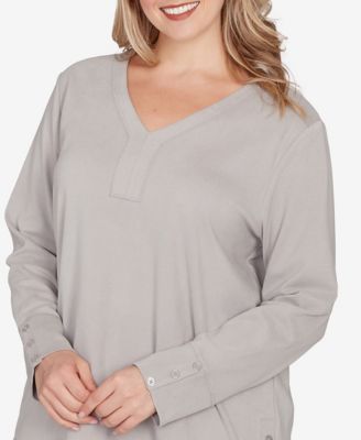Plus Size Luxe Rib V-Neck Button Accent Knit Top