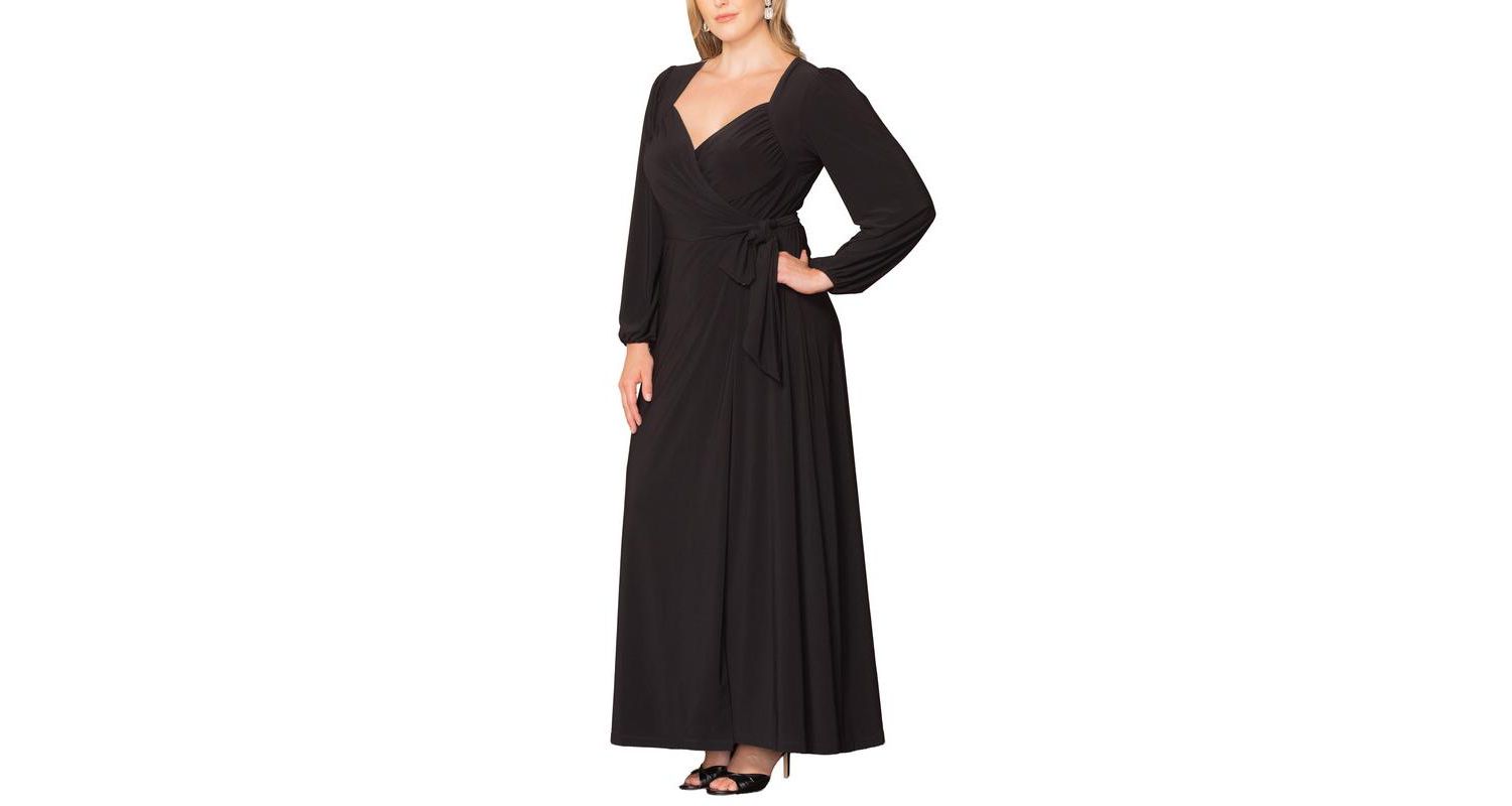 Women's Plus Size Modern Muse Long Sleeve Wrap Gown