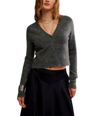 Women's V-Neck Cropped Cardigan Sweater