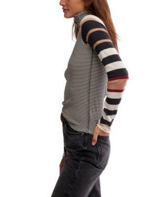 Women's Avery Zip-Up Contrasting Stripe Top