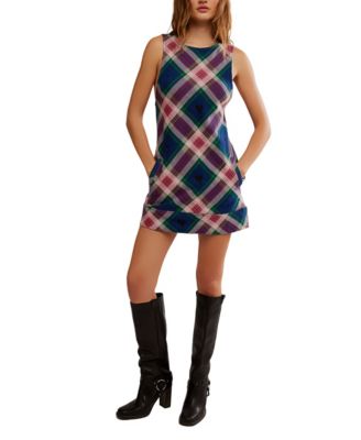 Women's Carven Plaid Mini Sleeveless Dress