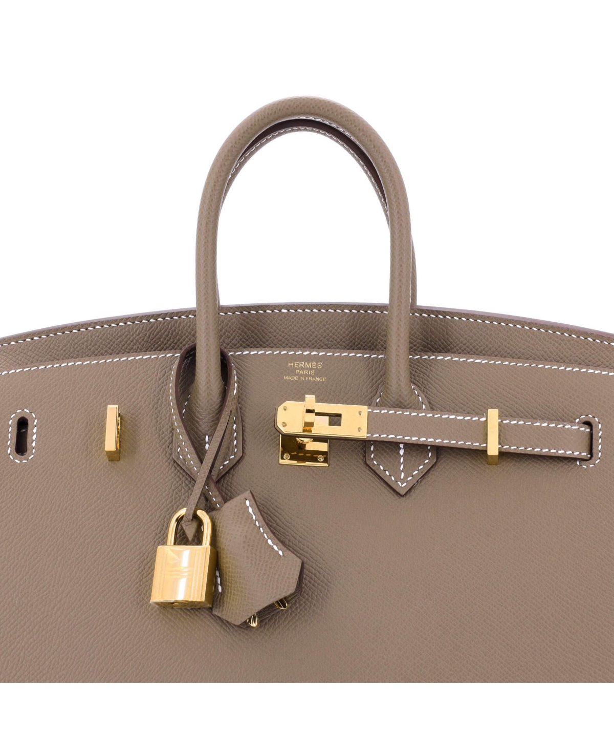 Pre-Owned Hermes Birkin 25 Handbag Grey Epsom with Gold Hardware