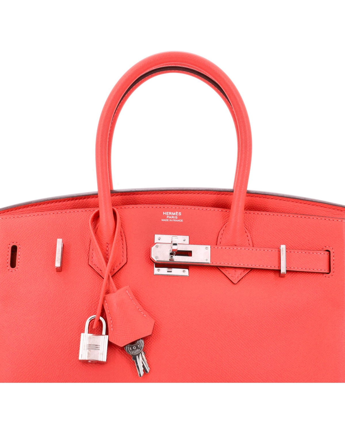 Pre-Owned Hermes Birkin Handbag Red Epsom with Palladium Hardware