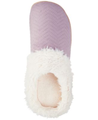 Women's Quilted Chevron Velour Slippers