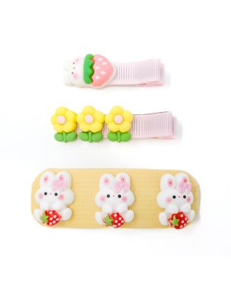 Puttisu Girls 3pc Hair Clip Set - Bunny Garden Trio - Honey bunny meadow - yellow 25$