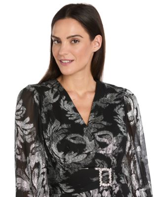 Women's Printed Ruffle Detail Maxi Dress