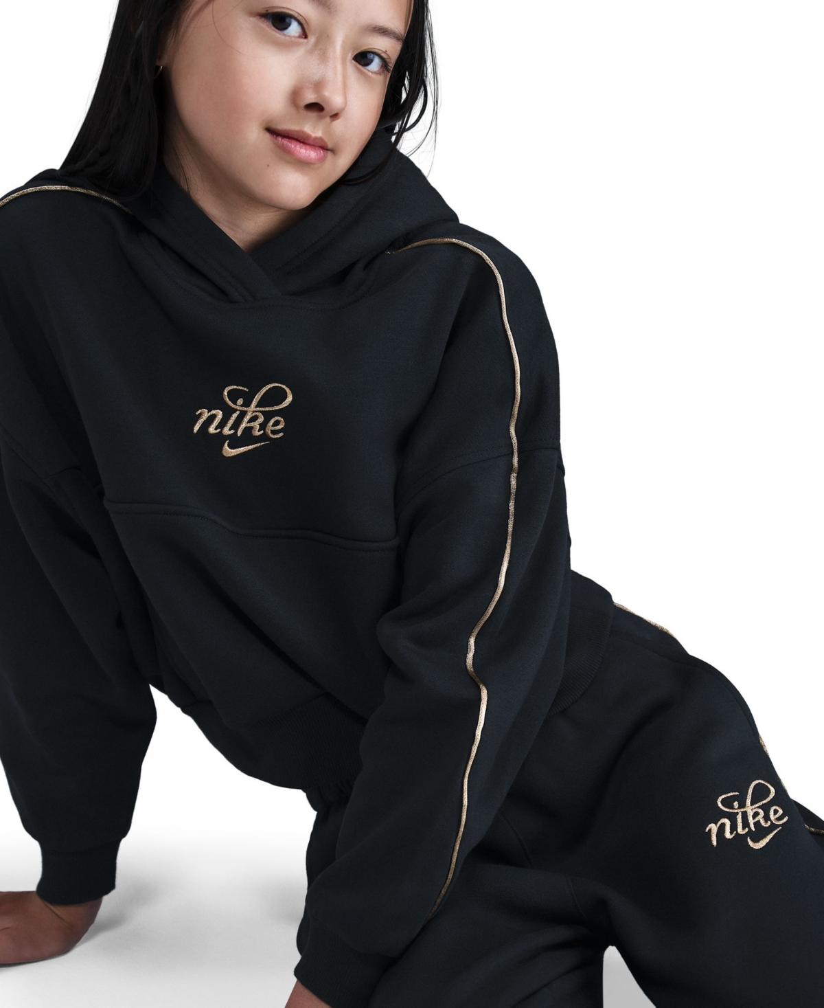 Nike Sportswear Club Fleece Big Kids' (girls') Oversized Jogger Pants In Black