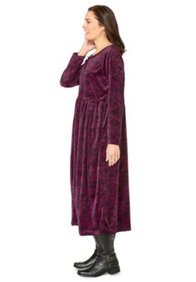 Plus Size 21-Button Velour Dress