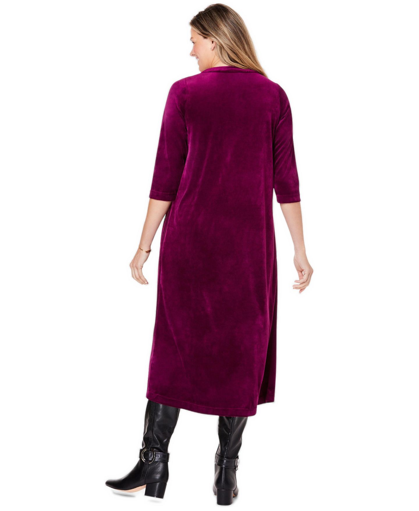 Женское платье Woman Within Within Pintuck Velour, цвет: Глубокий бордово-красный — фото 3