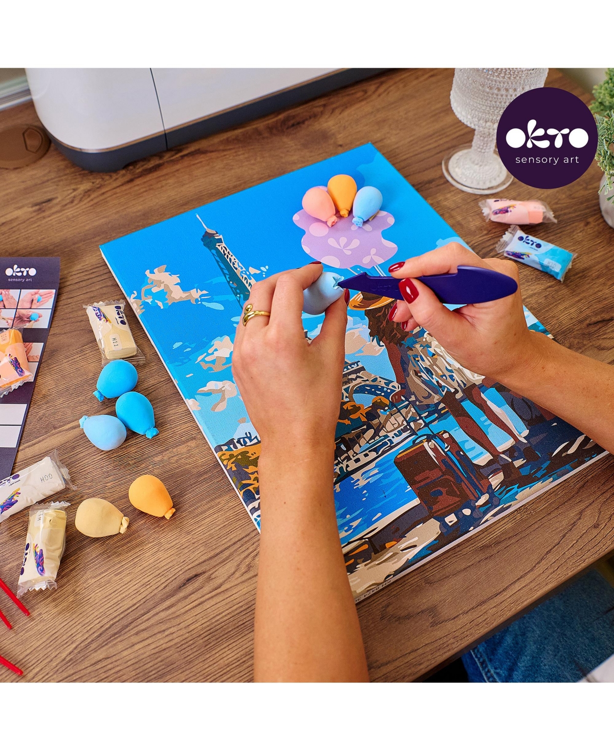 Wise Elk Okto Air-Dry Clay 3D Painting Kit – Greetings From Paris (11.8 x 15.7 in)