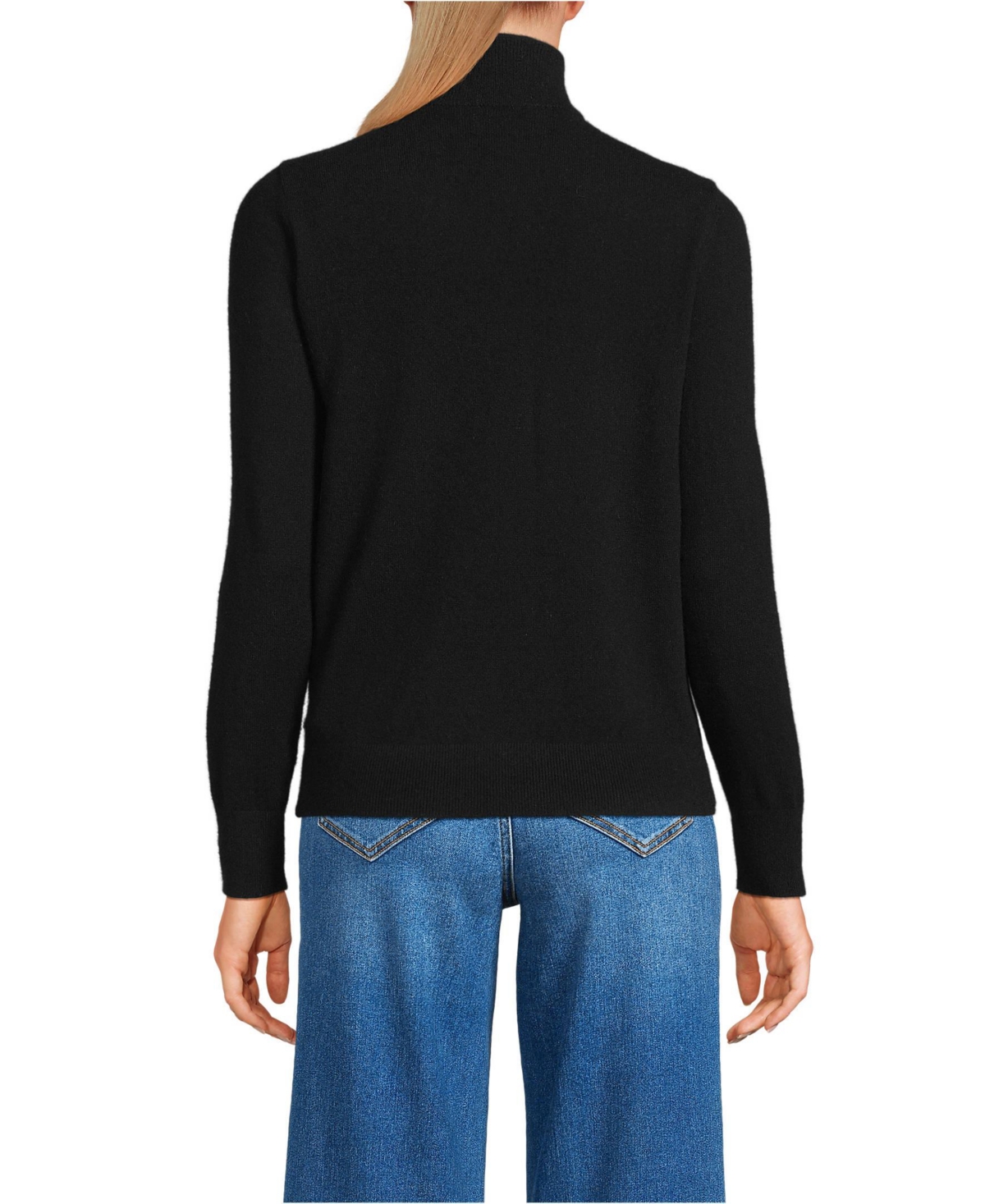 Lands' End Women's Cashmere Quarter Zip Sweater