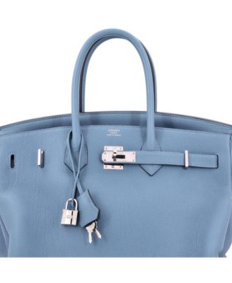 Birkin 35 Handbag Blue Togo with Palladium Hardware