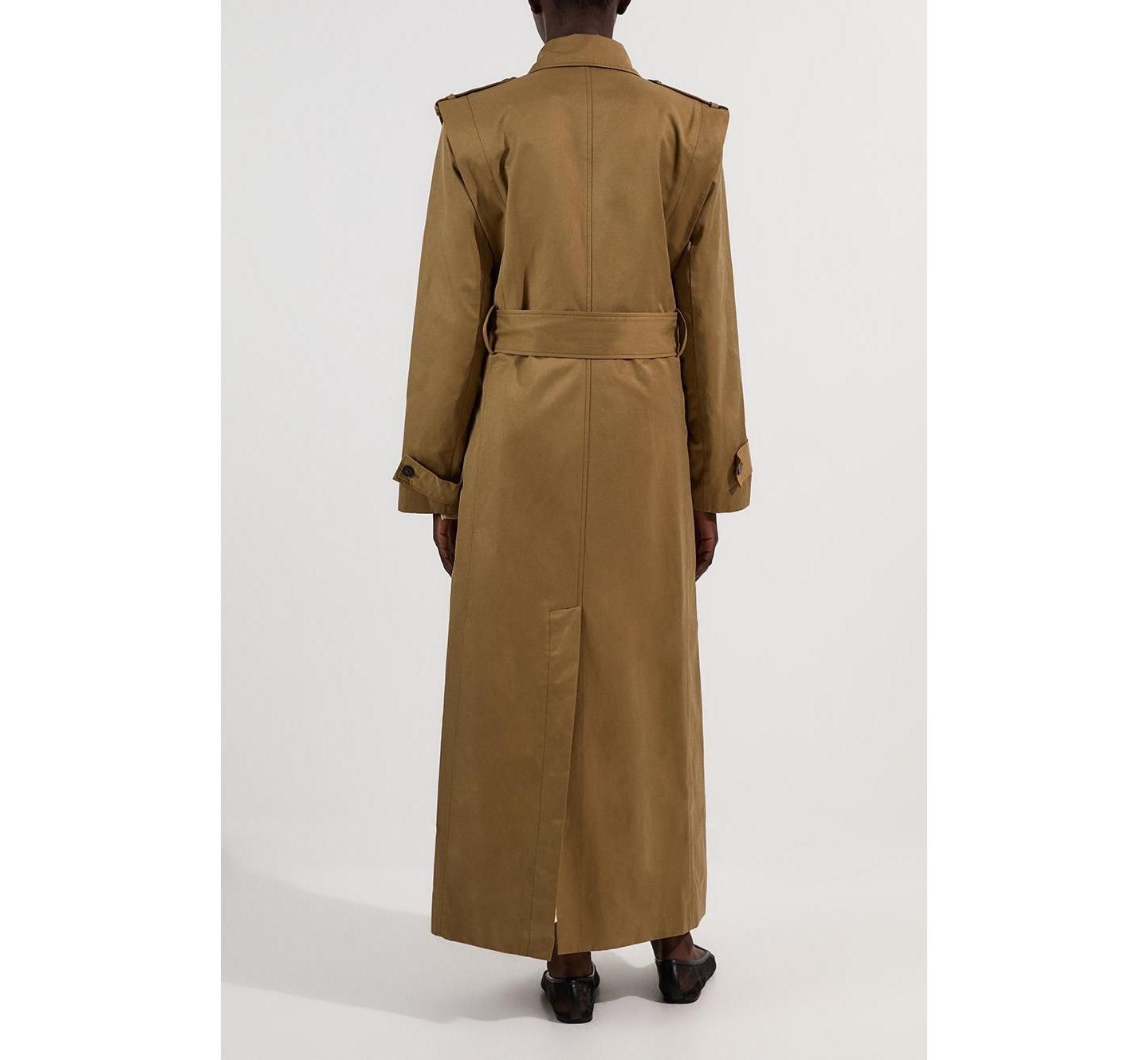 Женское пальто Karen Millen Strong Shoulder Belted Maxi Trench, цвет: Оливковый — фото 7