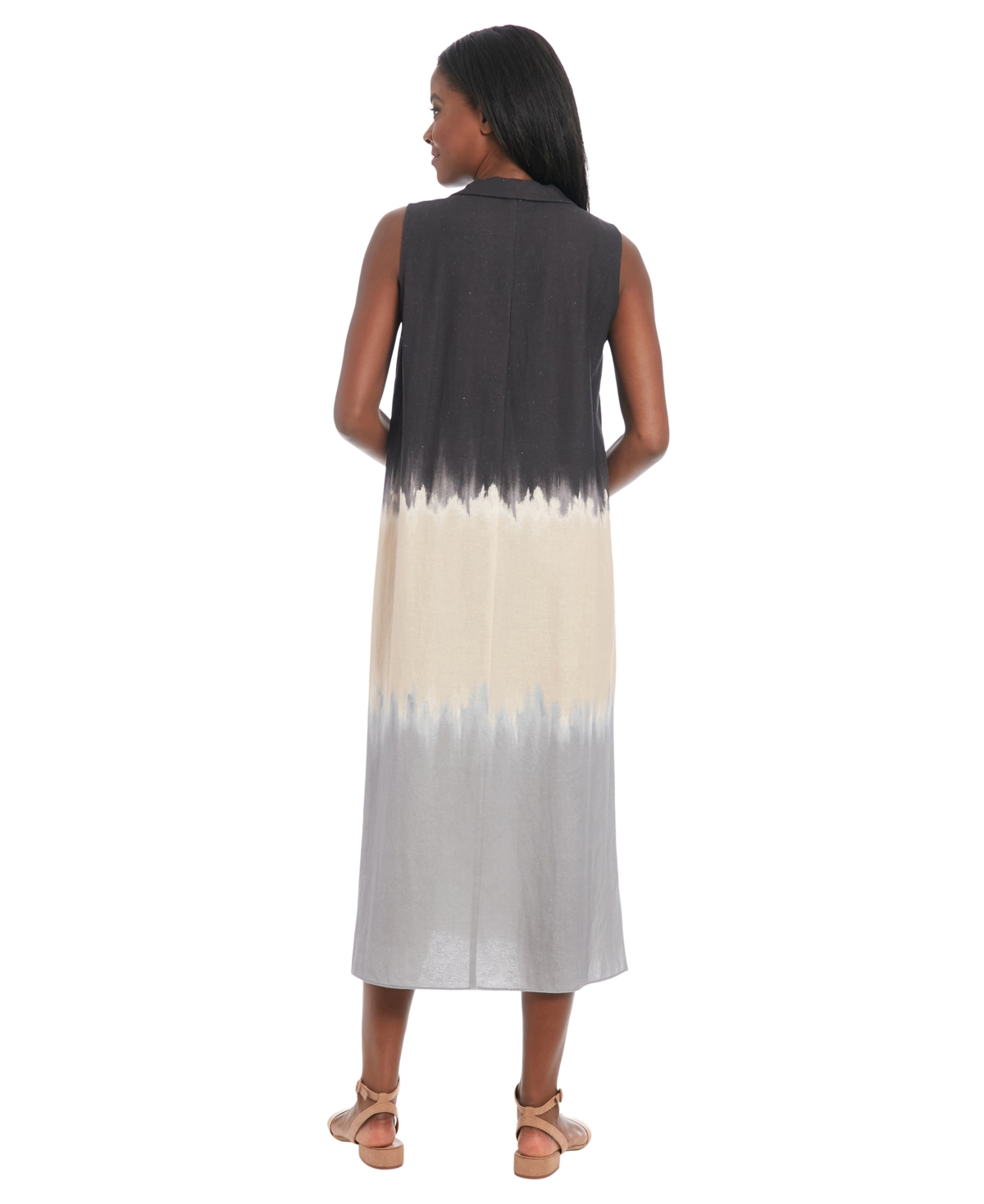 London Times Women's Sleeveless V-Neck Tunic Maxi Dress