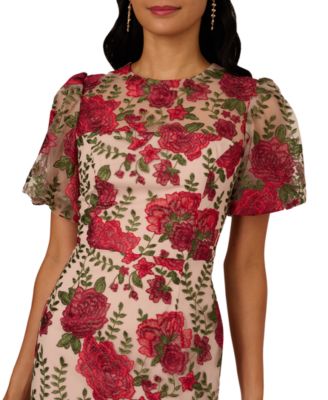 Women's Embroidered Puff Sleeve Dress