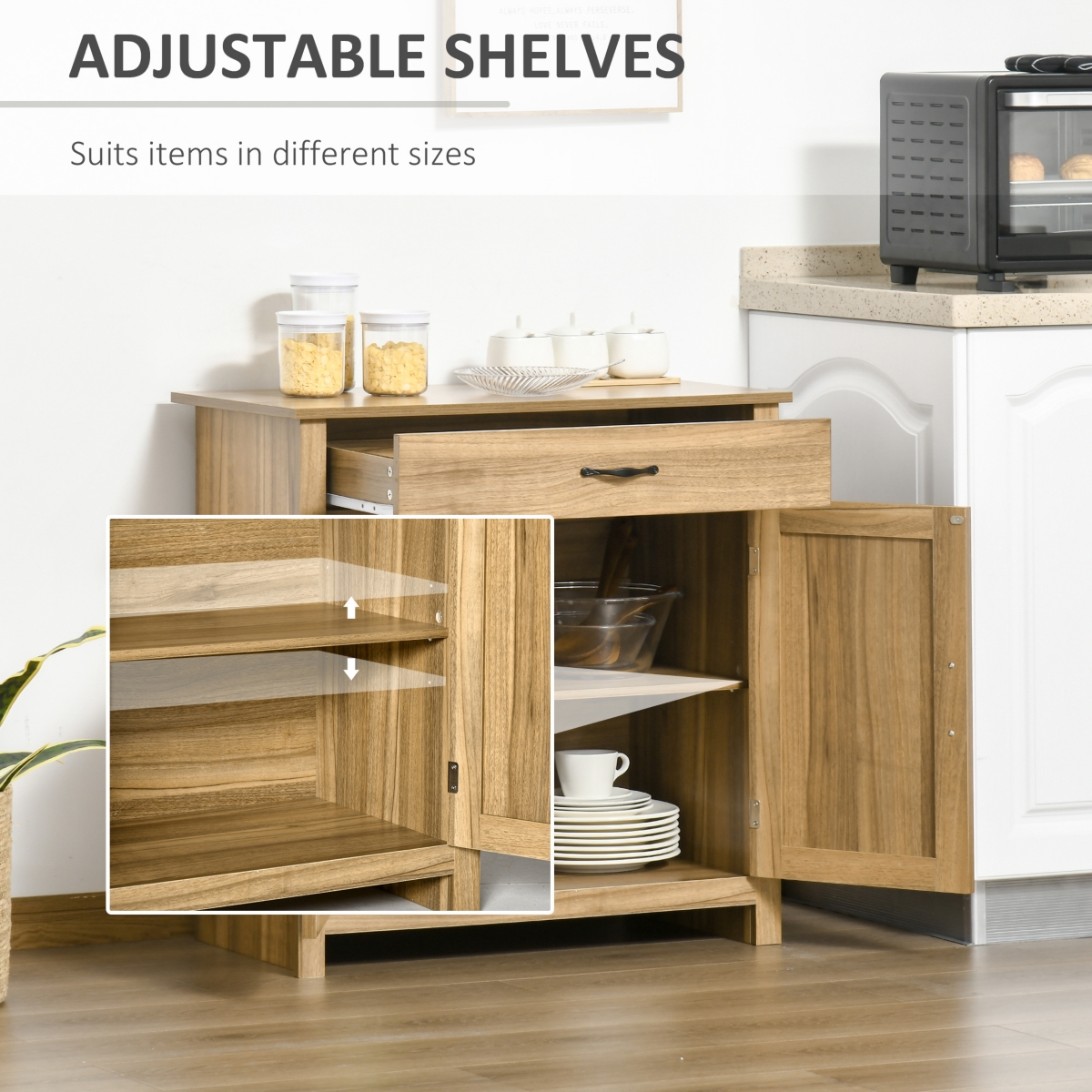 Homcom 32" Modern Farm Style Sideboard Storage Buffet Server Cabinet Organizer