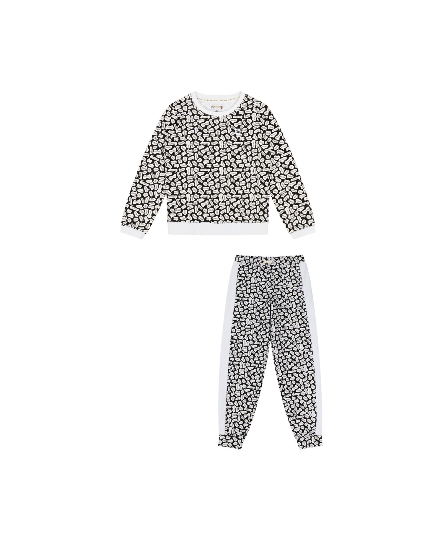 Kids Crewneck Sweatshirt and Jogger Pants Set - Black/White-Hello