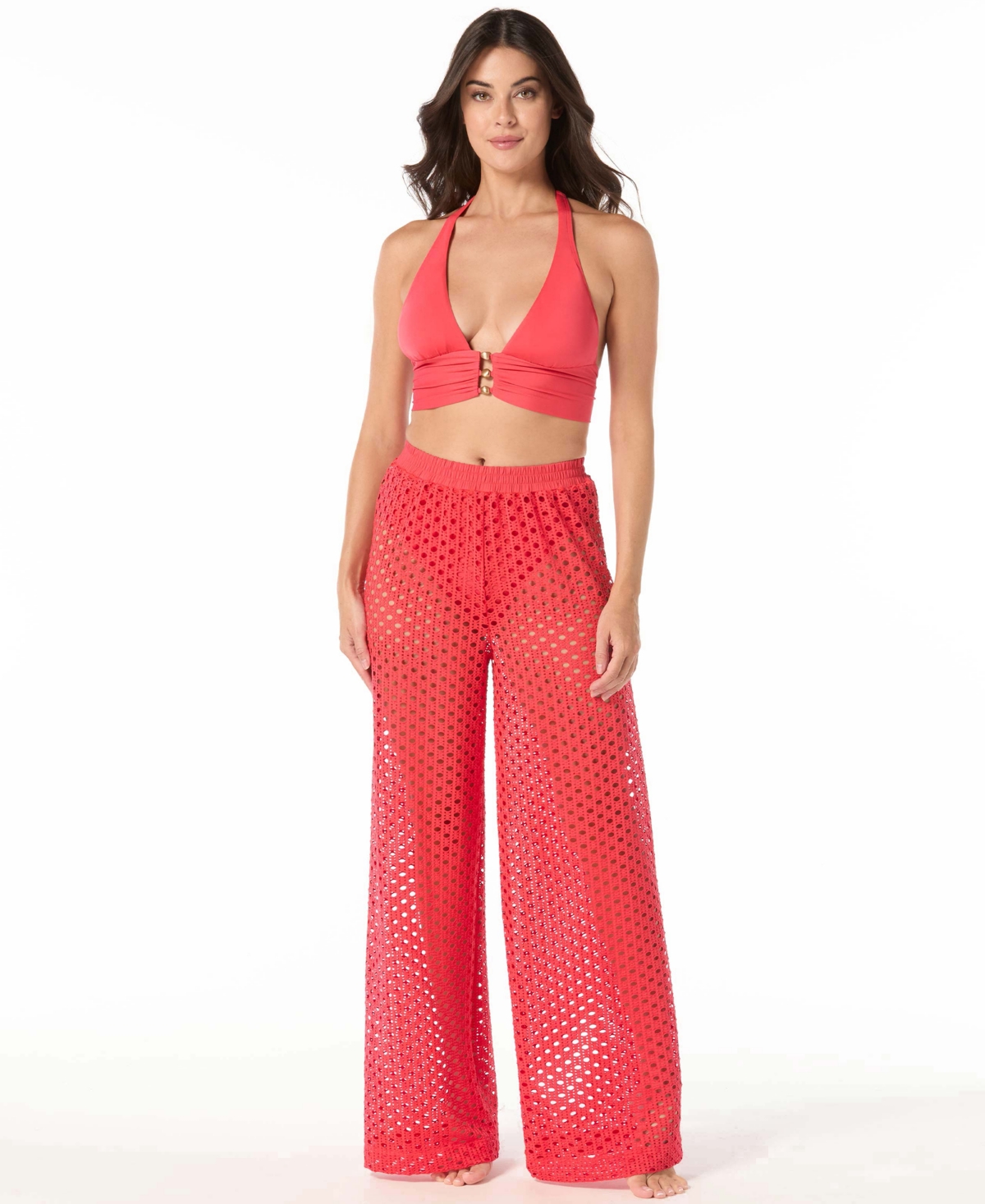 Carmen Marc Valvo Women's Halter Bra Top In Pink