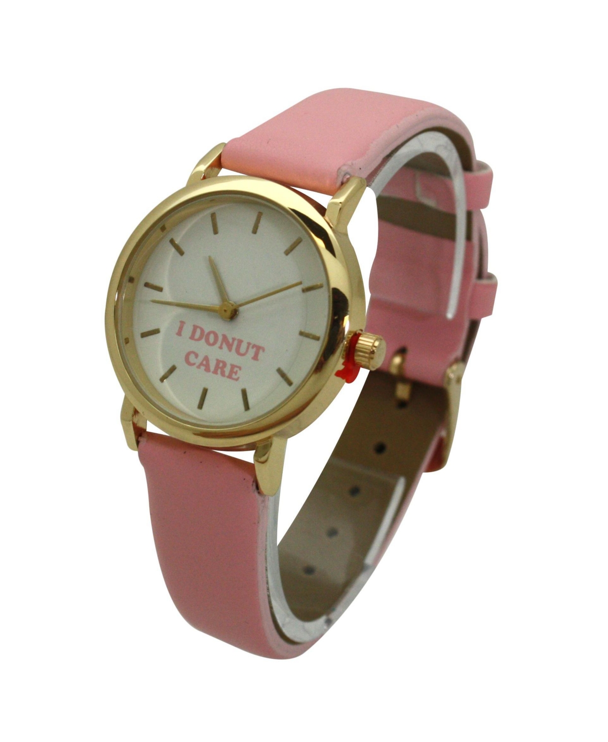 Pink I Donut Care Leather Strap Watch