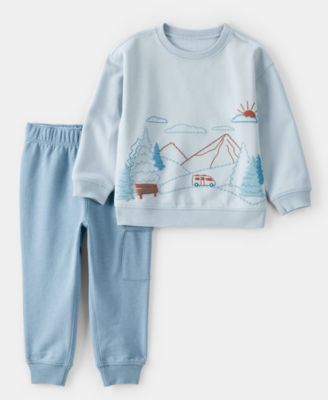 Carter's - Boys Toddler 2T-5T Day Dream Fleece Mountain Pull-on Sweatshirt and Joggers, 2-Piece Set