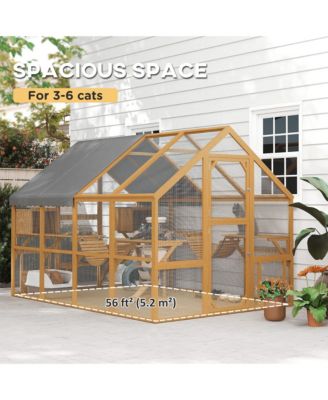 Large Catio Outdoor Cat Enclosure with Waterproof Cover,
