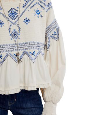 Women's Holly Crewneck Geometric Embroidered Top