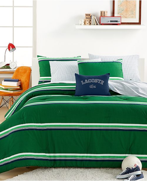 Lacoste Home Closeout Lacoste College Collection Green Stripe