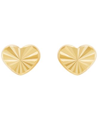 Kids Polished Heart Button Stud Earrings in 10k Yellow Gold