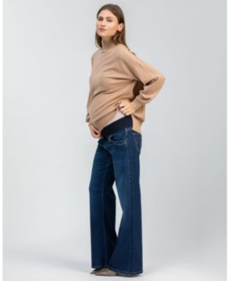 Maternity Wide-Leg Jeans with High-Waist Elastic Band