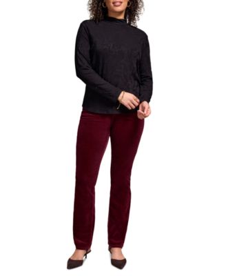 Women's Jacquard Knit Long Sleeve Mock Neck Top