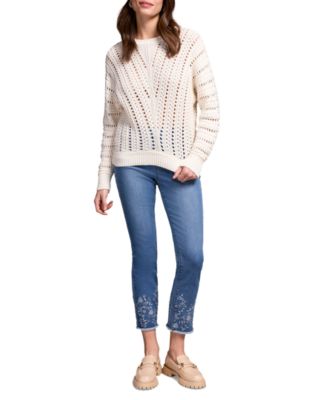 Women's Textured Special Wash Crew Neck Sweater