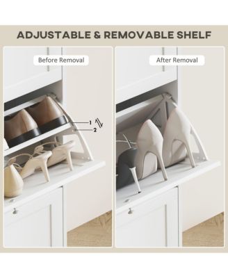 Modern Shoe Cabinet with 3 Flip Drawers for 12-18 Pairs,