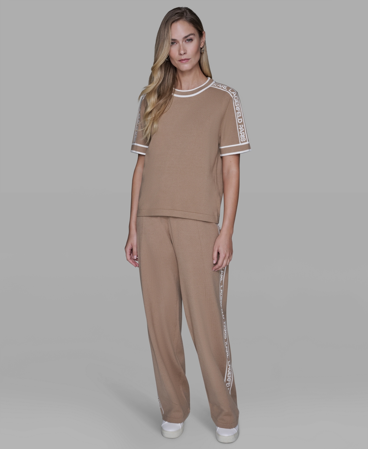 Karl Lagerfeld Women's Logo Detail Sweater In Brown